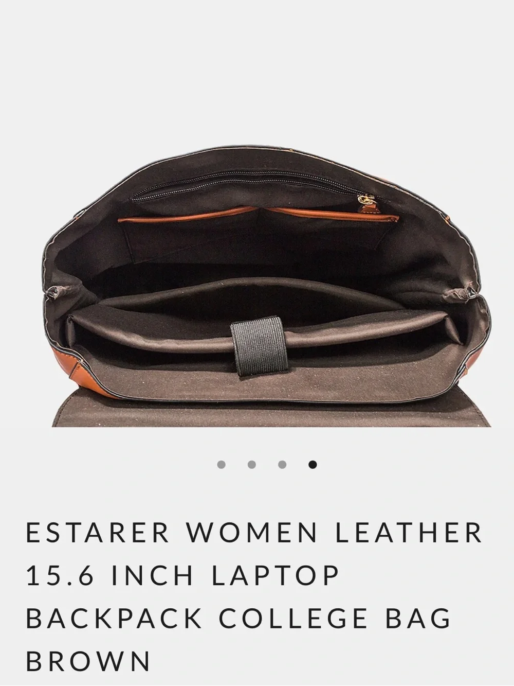 ESTARER Womens Faux Leather 15.6 inch Laptop Backpack College Brown Bag